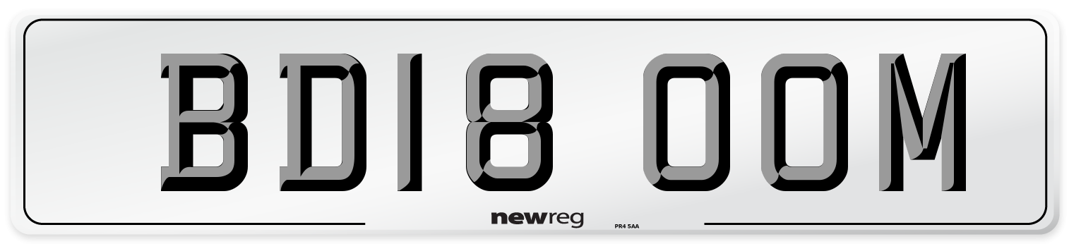 BD18 OOM Number Plate from New Reg